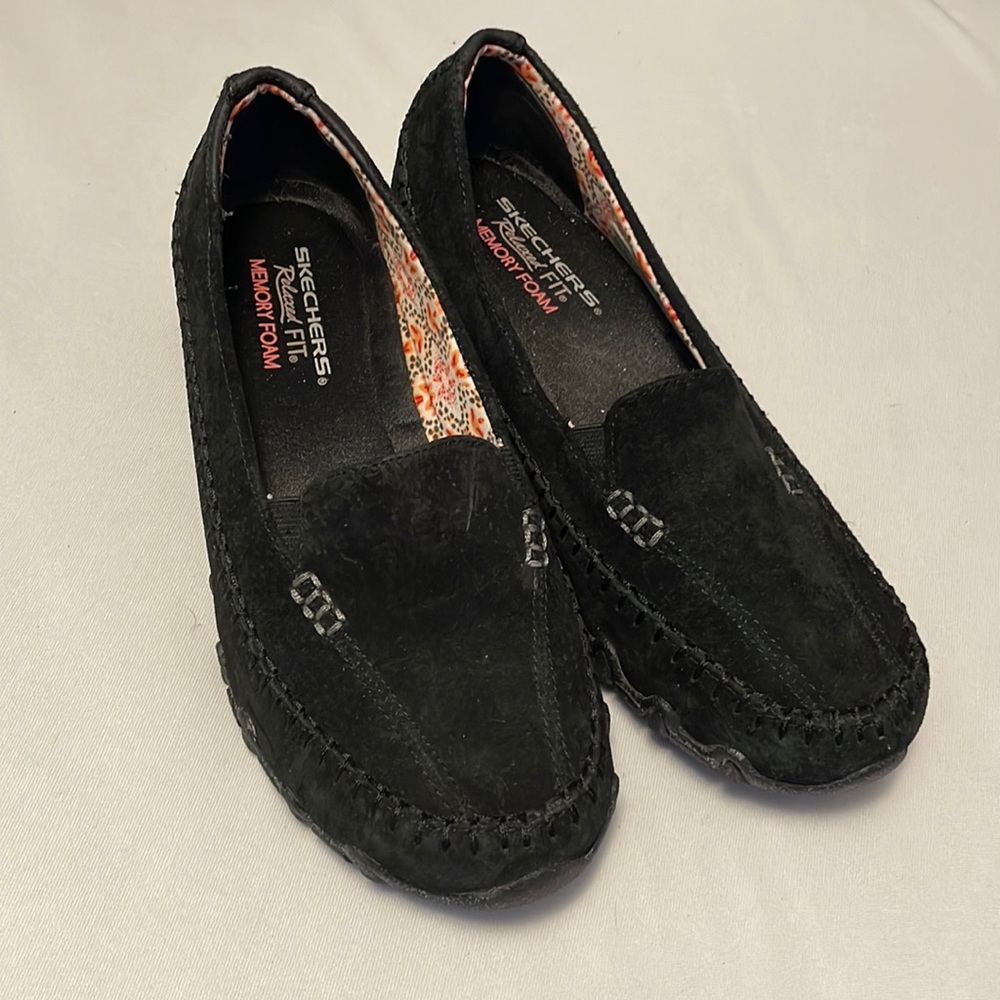 Skechers, suede-feel, loafers.